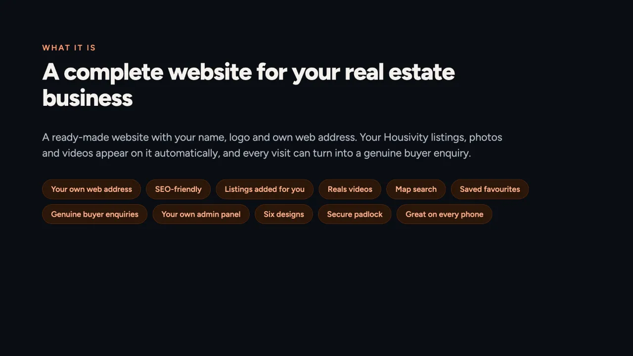 What it is: a complete website for your real estate business