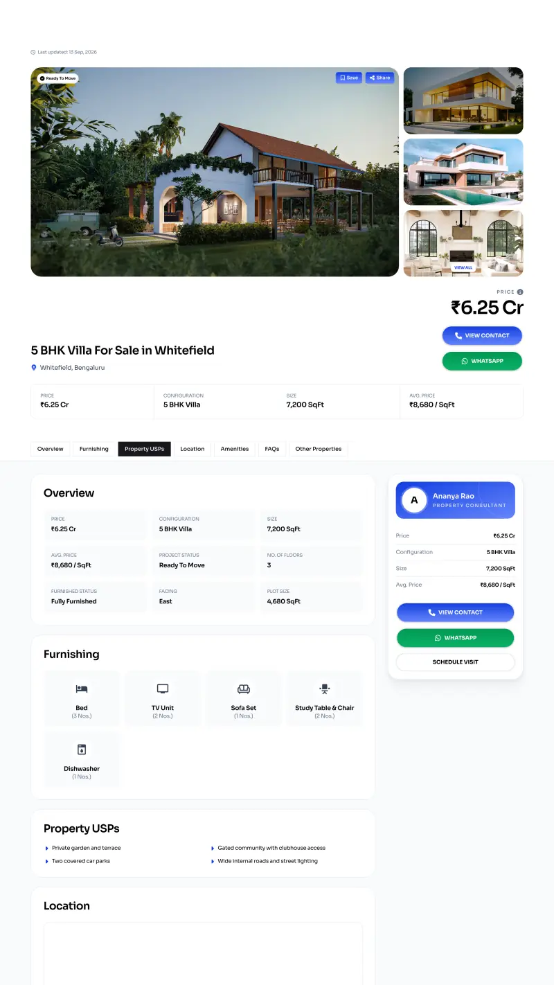 The Apex design: a property page of a sample OneClick Website
