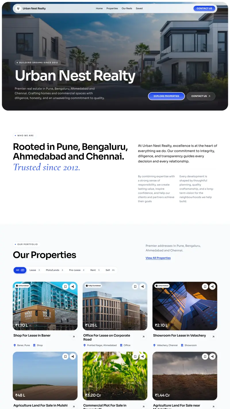 The Apex design: the home page of a sample OneClick Website