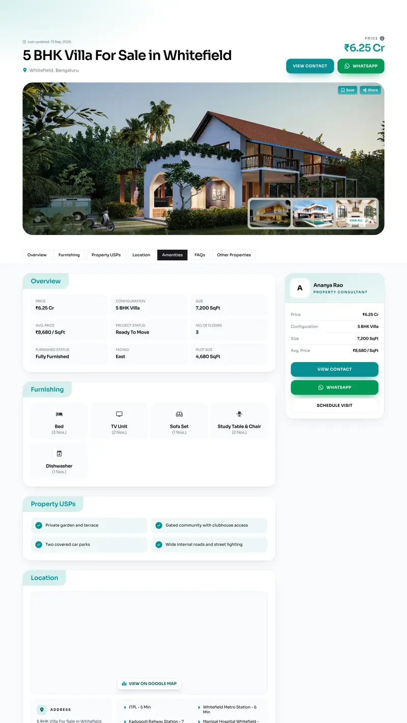 The Flux design: a property page of a sample OneClick Website