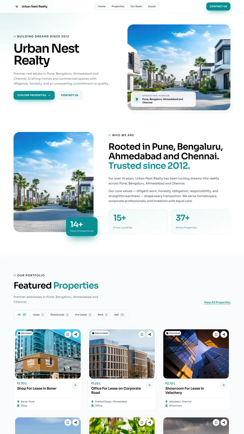 The Flux design: the home page of a sample OneClick Website