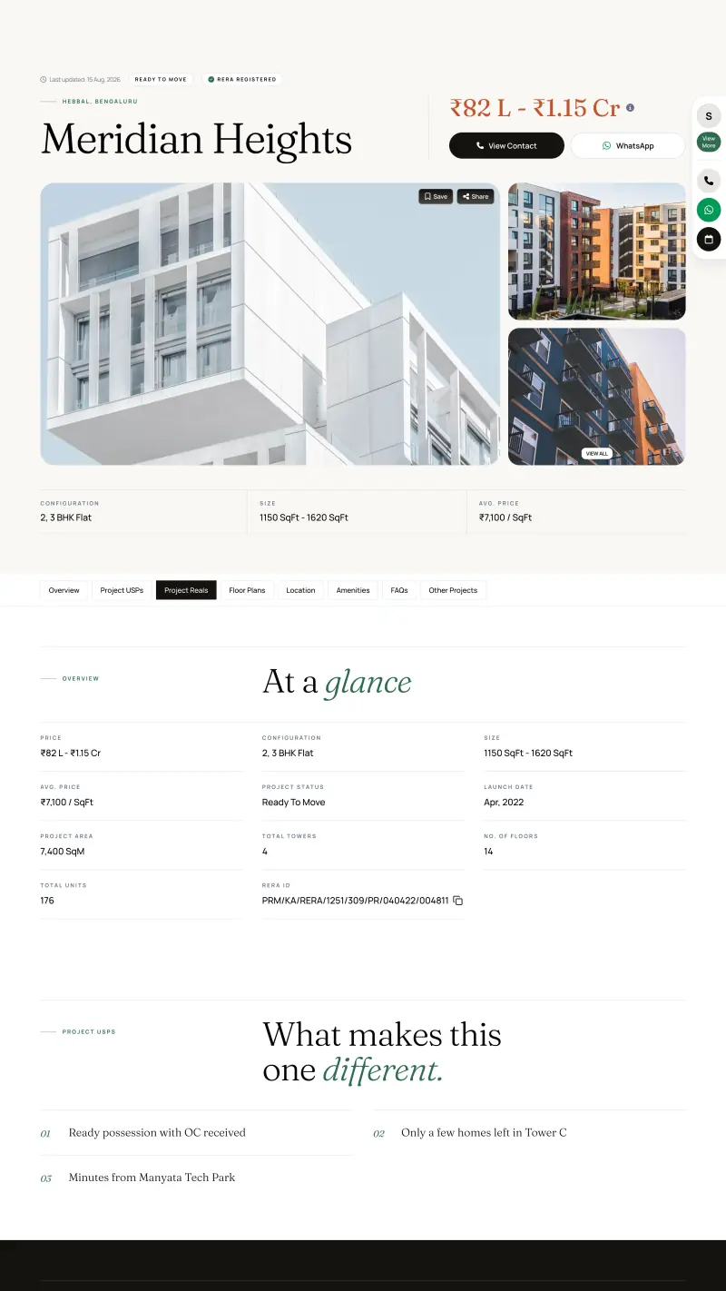 The Nexus design: a property page of a sample OneClick Website