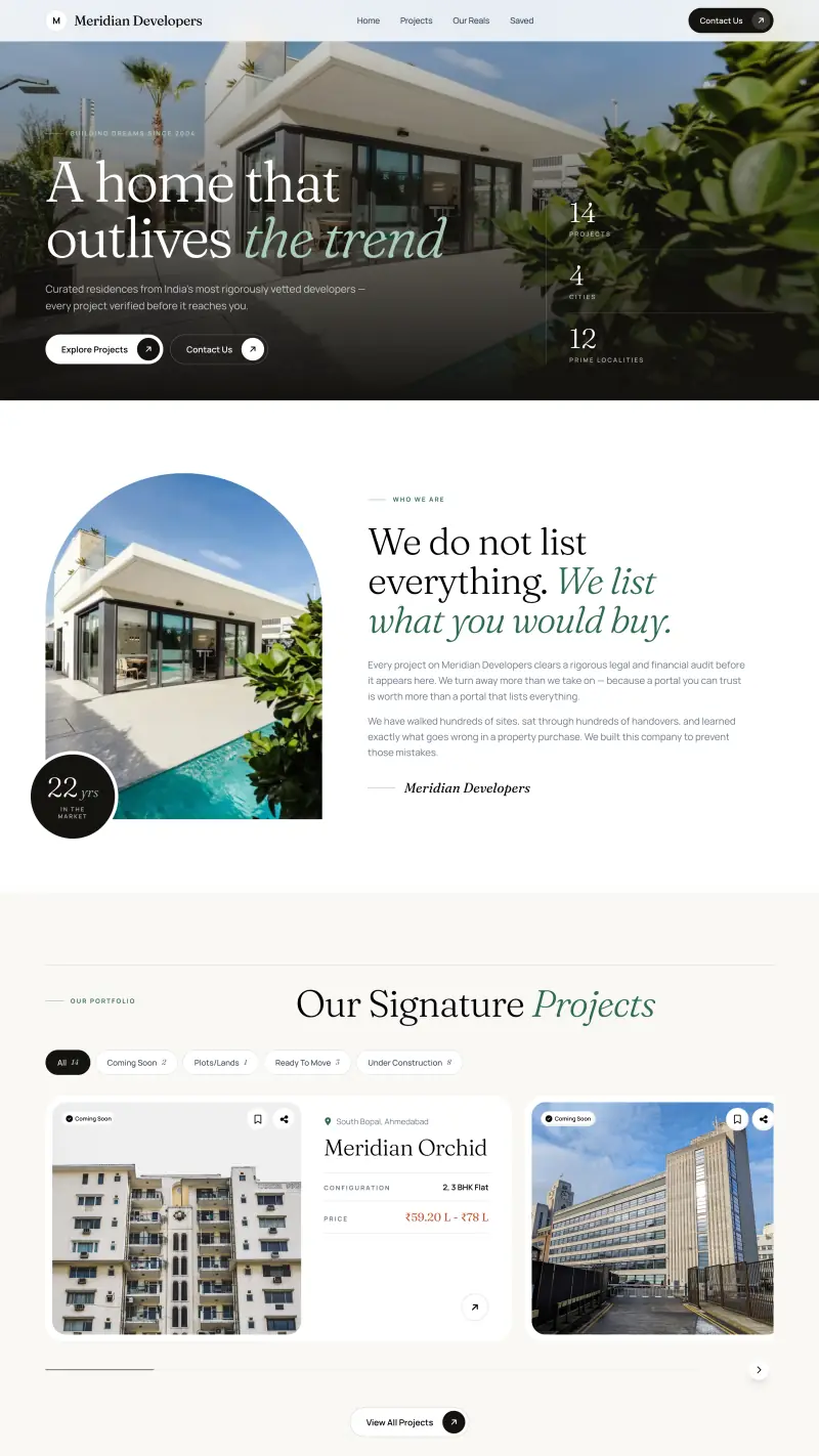The Nexus design: the home page of a sample OneClick Website