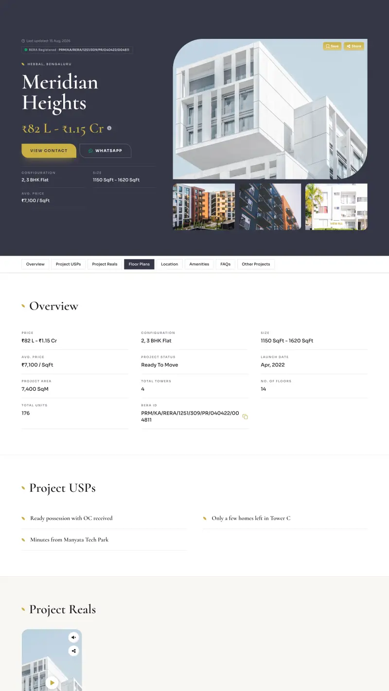 The Nova design: a property page of a sample OneClick Website