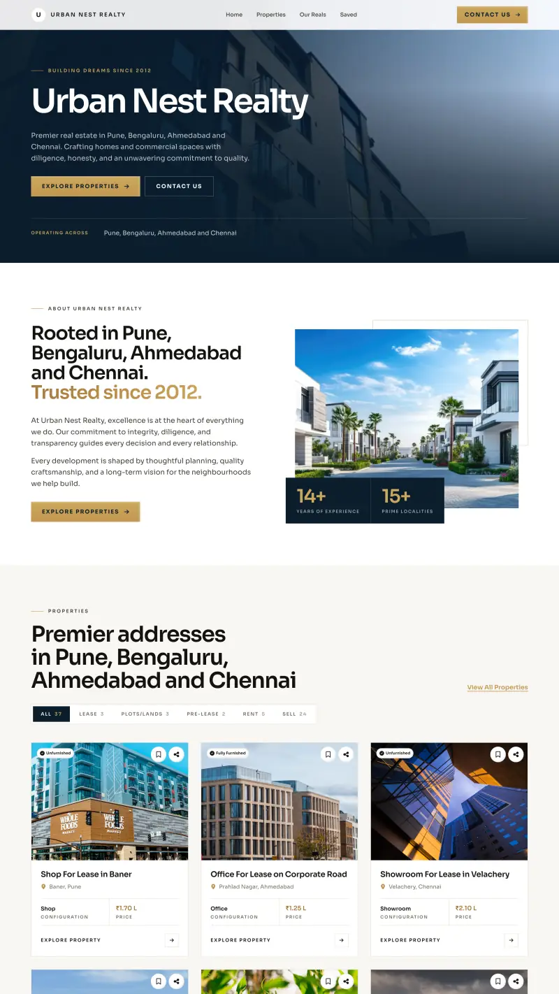 The Onyx design: the home page of a sample OneClick Website