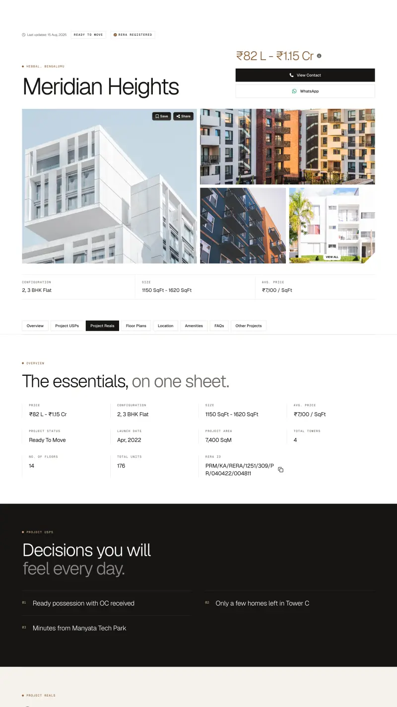 The Prism design: a property page of a sample OneClick Website