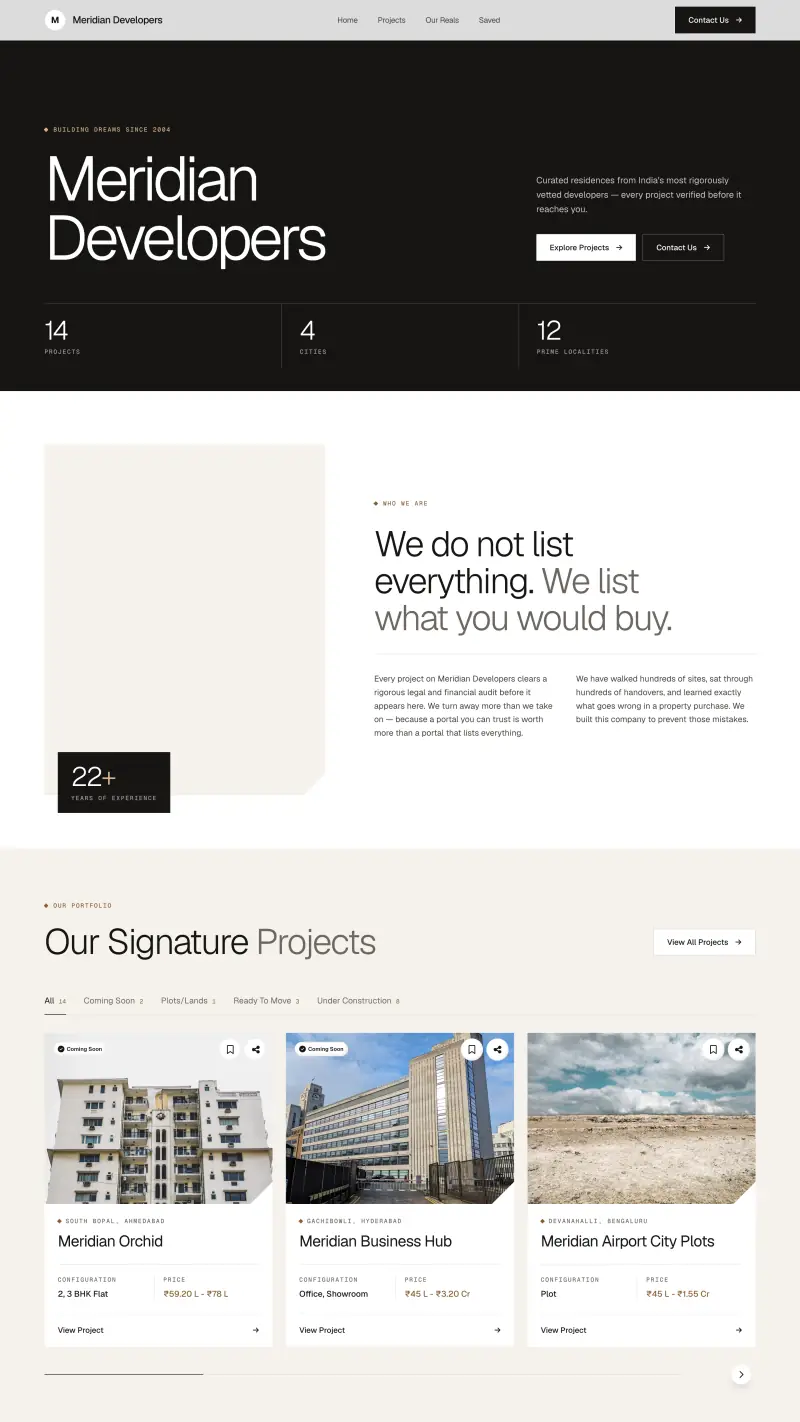 The Prism design: the home page of a sample OneClick Website